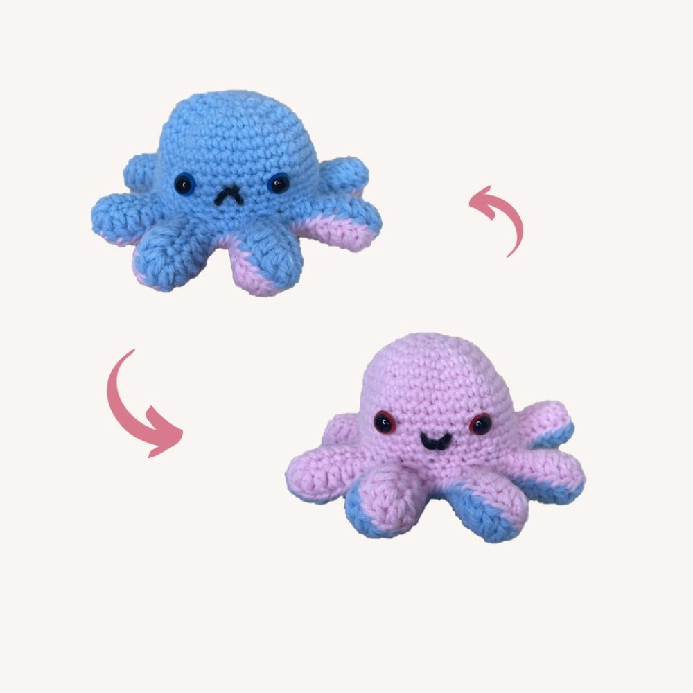 Octopus Mood Crochet in Blue/Pink |  Handmade
